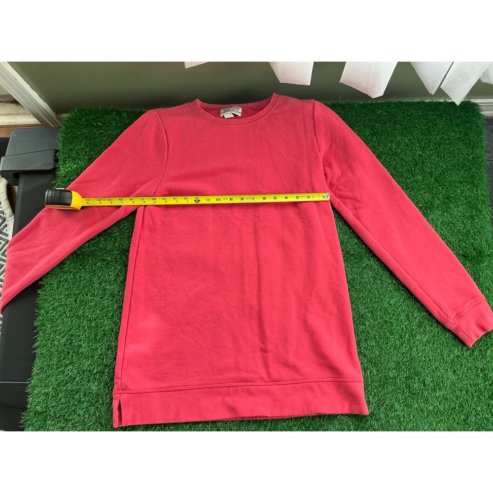 Lands End Serious Sweats Tunic Sweatshirt Pink Raspberry Crew Neck S Tall 6-8